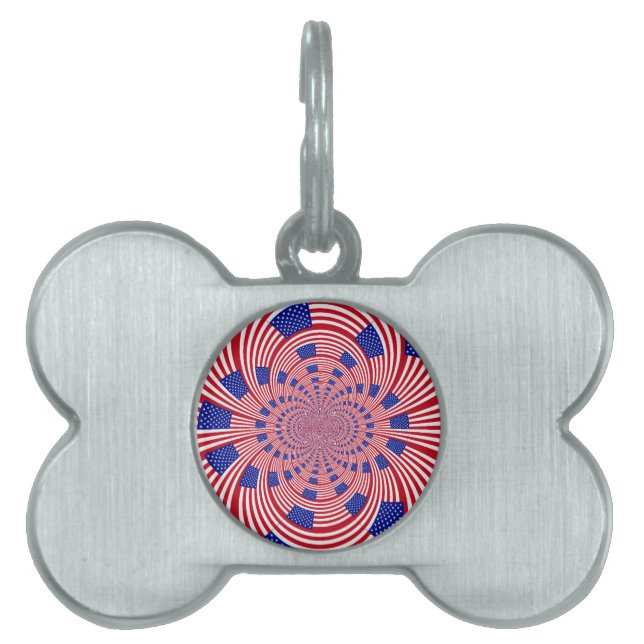 Beautiful Amazing United States Flag Kaleidoscope  Pet Tag (Front)