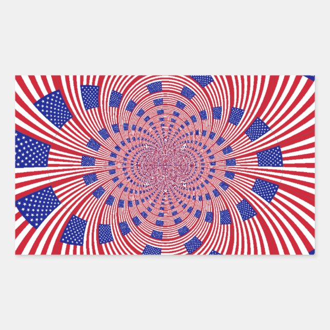 Beautiful Amazing United States Flag Kaleidoscope  Rectangular Sticker (Front)