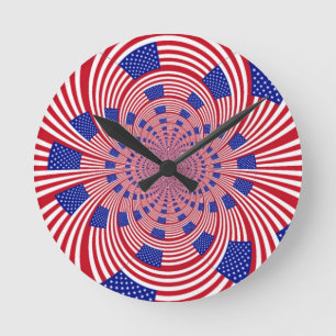 Beautiful Amazing United States Flag Kaleidoscope  Round Clock