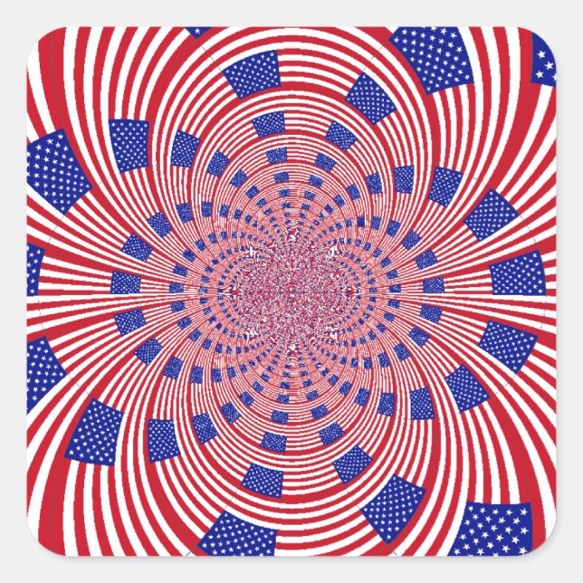 Beautiful Amazing United States Flag Kaleidoscope  Square Sticker (Front)
