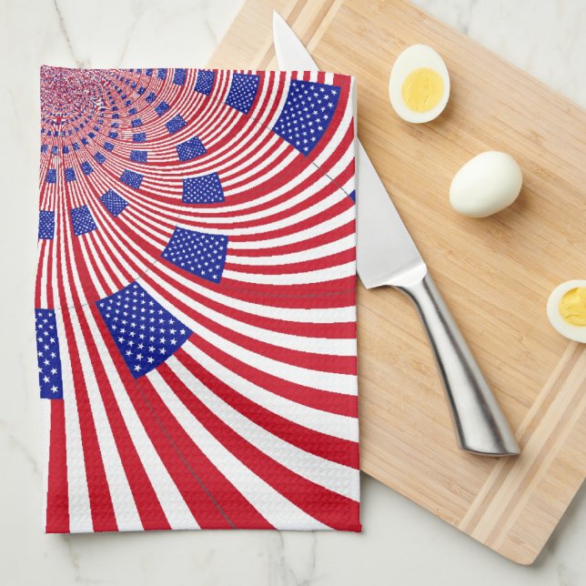 Beautiful Amazing United States Flag Kaleidoscope  Tea Towel (Quarter Fold)