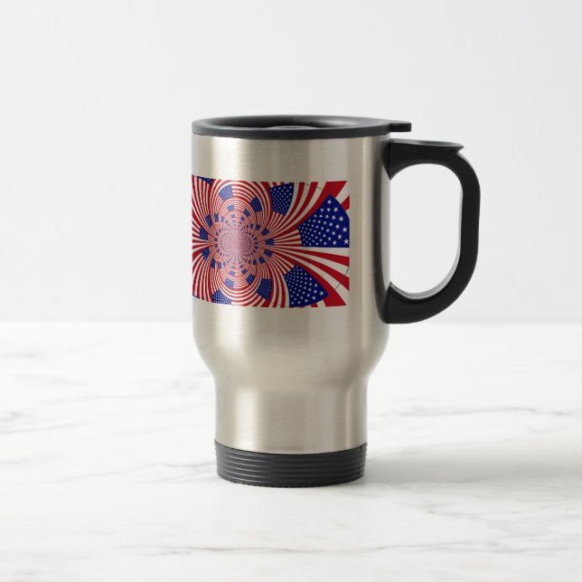 Beautiful Amazing United States Flag Kaleidoscope  Travel Mug (Right)