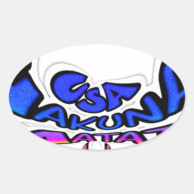 Beautiful Amazing USA Fun Text Art Pattern Design Oval Sticker (Front)