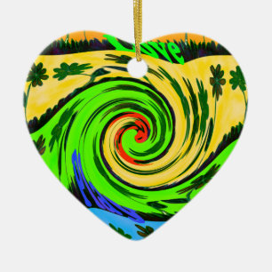 Beautiful Amazing Wavy Summer Wave Floral Colours Ceramic Tree Decoration