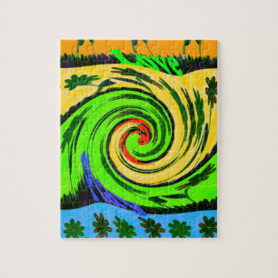 Beautiful Amazing Wavy Summer Wave Floral Colours Jigsaw Puzzle