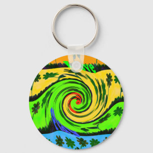 Beautiful Amazing Wavy Summer Wave Floral Colours Key Ring