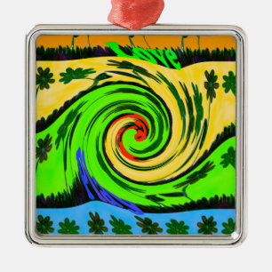 Beautiful Amazing Wavy Summer Wave Floral Colours Metal Tree Decoration