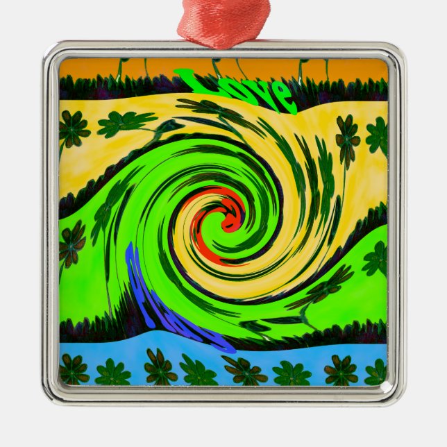 Beautiful Amazing Wavy Summer Wave Floral Colours Metal Tree Decoration (Front)