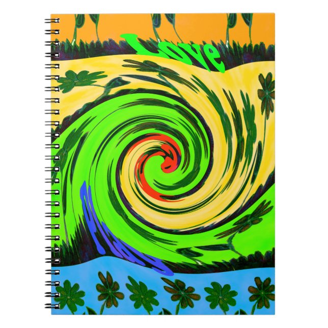 Beautiful Amazing Wavy Summer Wave Floral Colours Notebook (Front)