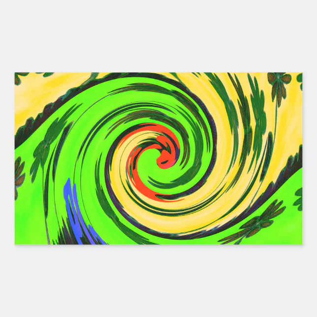 Wavy Sticker Beautiful Amazing Wavy Summer Wave Floral Colours Rectangular Sticker ...