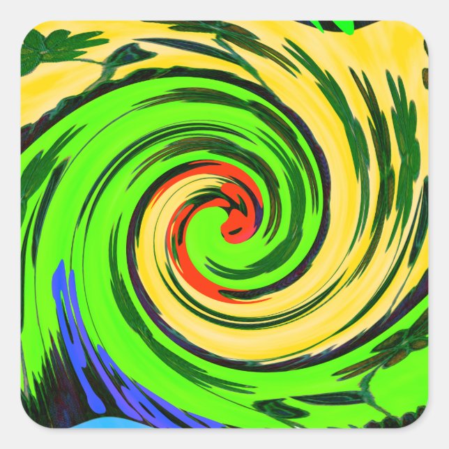 Beautiful Amazing Wavy Summer Wave Floral Colours Square Sticker (Front)