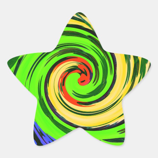 Beautiful Amazing Wavy Summer Wave Floral Colours Star Sticker (Front)