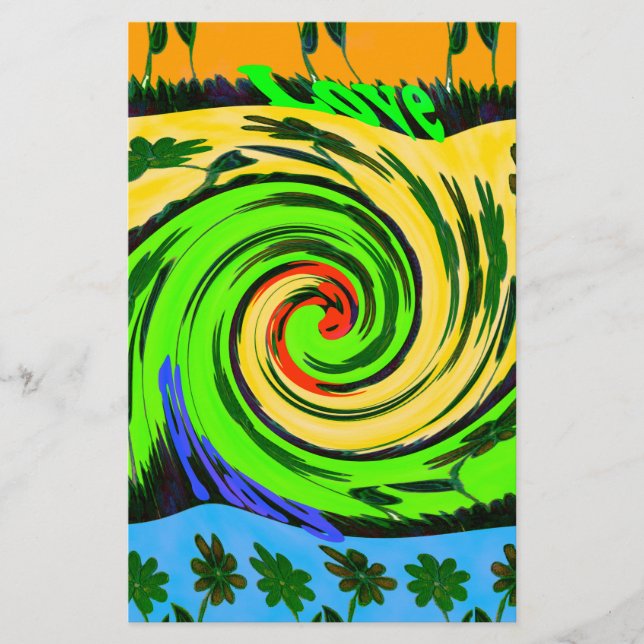 Beautiful Amazing Wavy Summer Wave Floral Colours Stationery (Front)