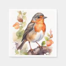 Beautiful American Robin Bird Watercolor