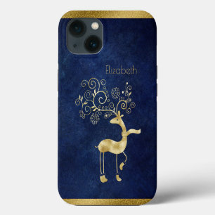 Beautiful, Amezing, Blue Christmas Reindeer iPhone 13 Case