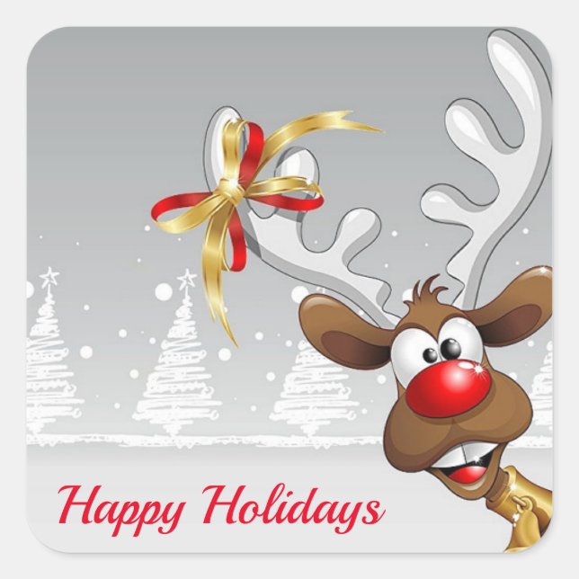 Beautiful, Amezing, Christmas Reindeer Square Sticker (Front)