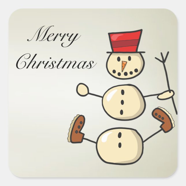 Beautiful, Amezing Christmas Snowman Square Sticker (Front)
