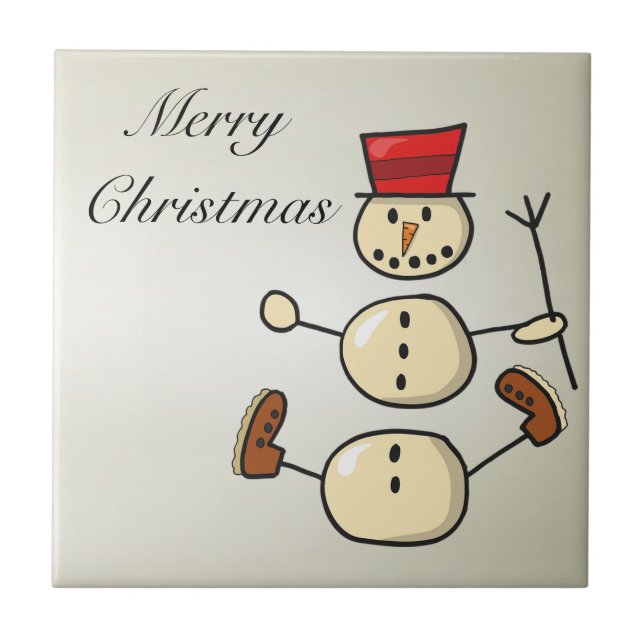 Beautiful, Amezing Christmas Snowman Tile (Front)