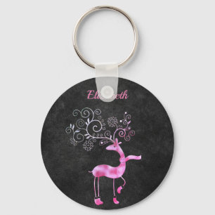 Beautiful, Amezing, Pink Christmas Reindeer Key Ring
