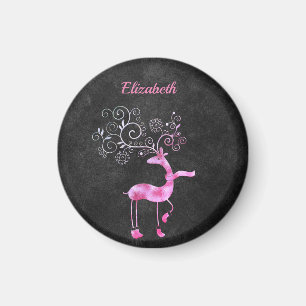 Beautiful, Amezing, Pink Christmas Reindeer Magnet