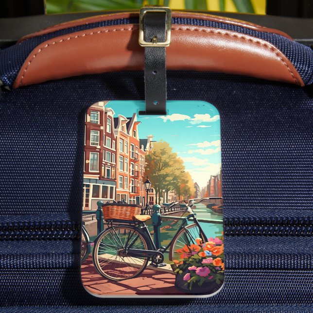 Beautiful Amsterdam Netherlands Canal City Luggage Tag (Front Insitu 2)