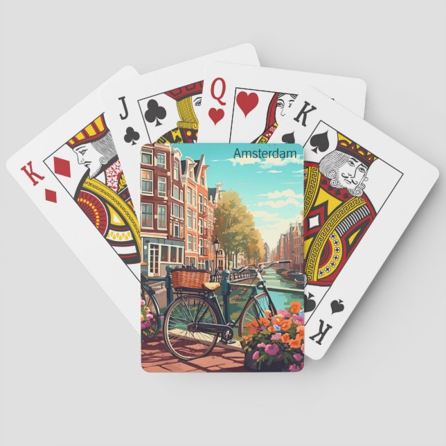 Beautiful Amsterdam Netherlands Canal City Playing Cards (Back)