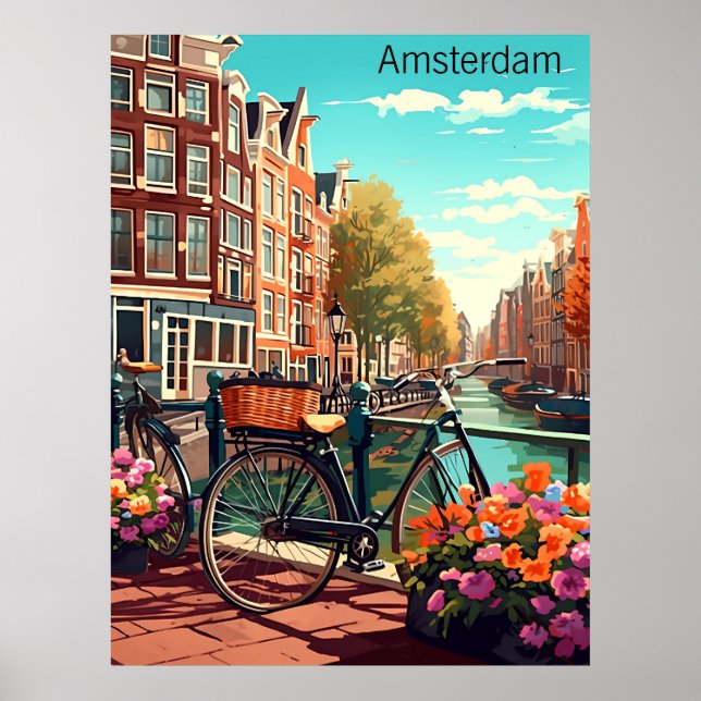 Beautiful Amsterdam Netherlands Canal City Poster (Front)