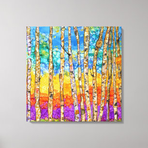 Beautiful and Colourful Aspen Trees Canvas 20x20" Print