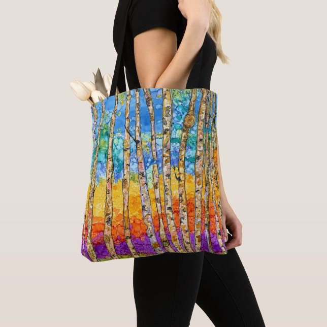 Beautiful and Colourful Aspen Trees Tote Bag (Close Up)