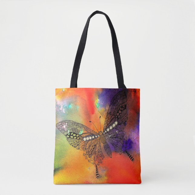 Beautiful and Colourful Butterfly Tote Bag (Front)