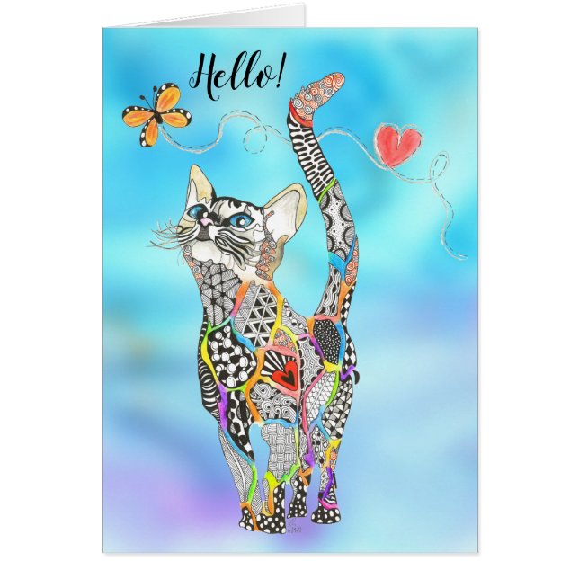 Beautiful and Colourful Cat Greeting Card (Front)