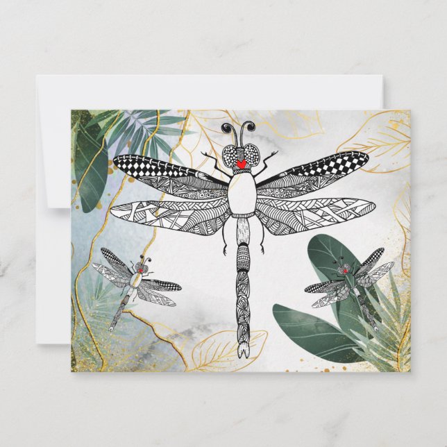 Beautiful and Colourful Dragonfly Greeting Card (Front)