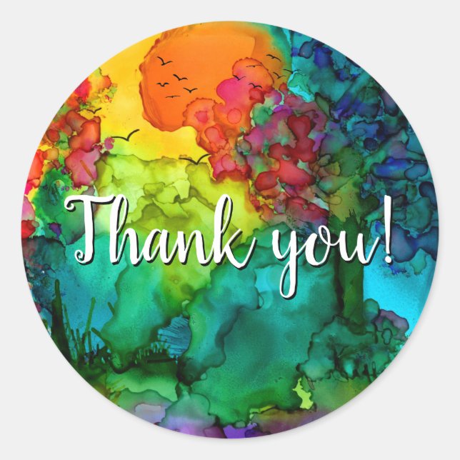 Beautiful and Colourful Forest Thank You Sticker (Front)