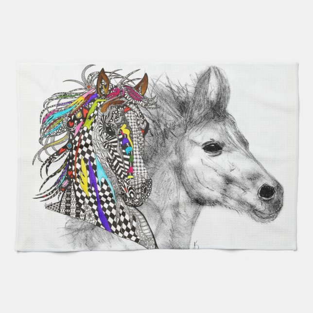 Beautiful and Colourful Horse Kitchen Towel (Horizontal)