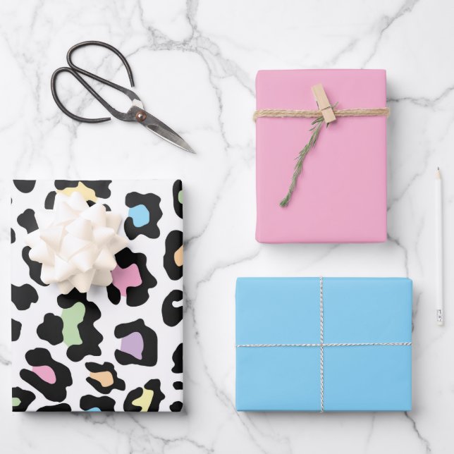 Beautiful and Colourful Leopard Print Wrapping Paper Sheet (Front)