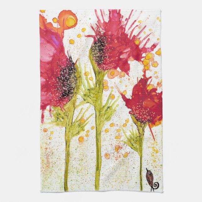 Beautiful and Colourful Poppy Kitchen Towel (Vertical)