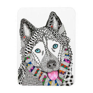 Beautiful and Colourful Siberian Husky Magnet