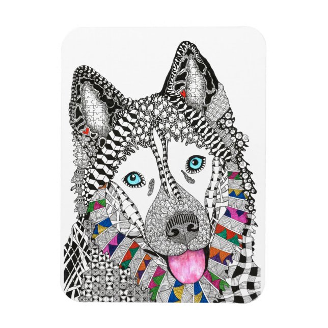 Beautiful and Colourful Siberian Husky Magnet 3"x4 (Vertical)