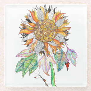 Beautiful and Colourful Sunflower  Glass Coaster