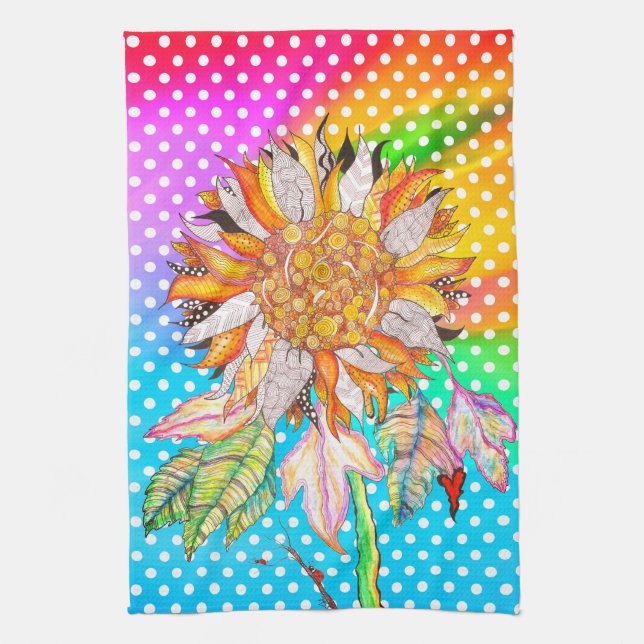 Beautiful and Colourful Sunflower Kitchen Towel (Vertical)