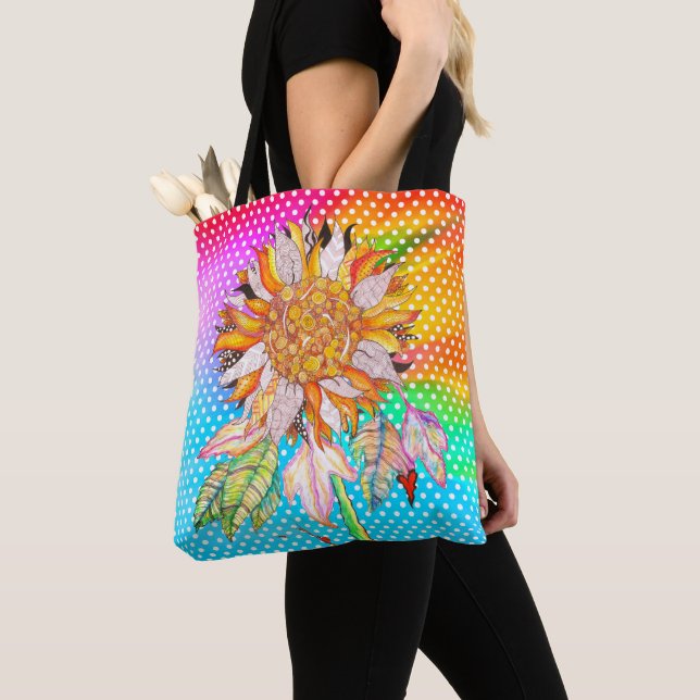 Beautiful and Colourful Sunflower Tote Bag (Close Up)