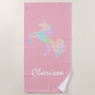 Beautiful and colourful unicorn beach towel