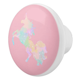 Beautiful and colourful unicorn ceramic knob
