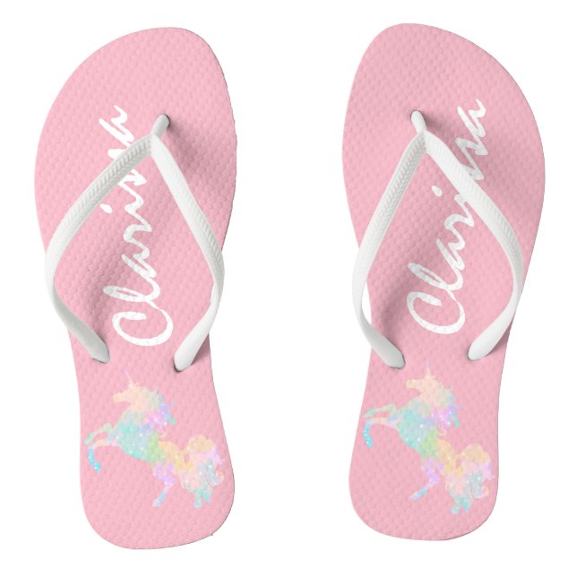 Beautiful and colourful unicorn flip flops (Footbed)