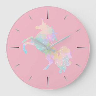 Beautiful and colourful unicorn large clock