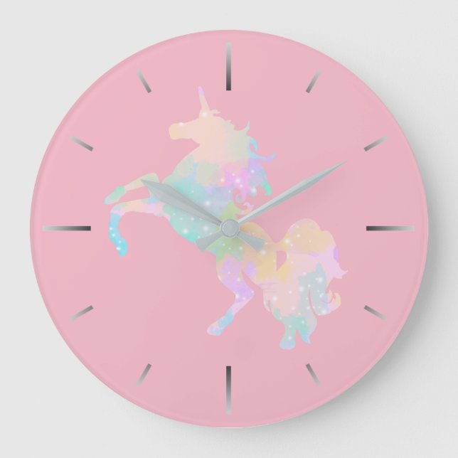 Beautiful and colourful unicorn large clock (Front)