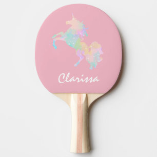 Beautiful and colourful unicorn ping pong paddle
