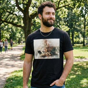 Beautiful and cute kitten sleeping watercolor T-Shirt