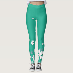beautiful  and cute white flowers  green leggings