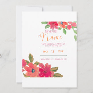Beautiful and delicate red flowers invitation